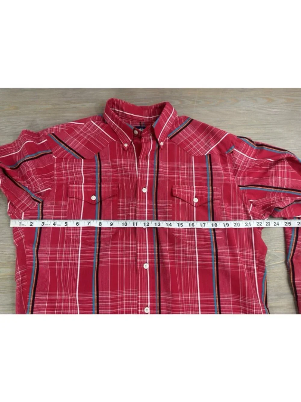Vintage Wrangler Hot Pink Stiped Button Up Long Sleeve Men’s L? Read